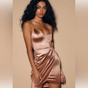 Small Forever Your Girl Mauve Satin Bodycon Dress